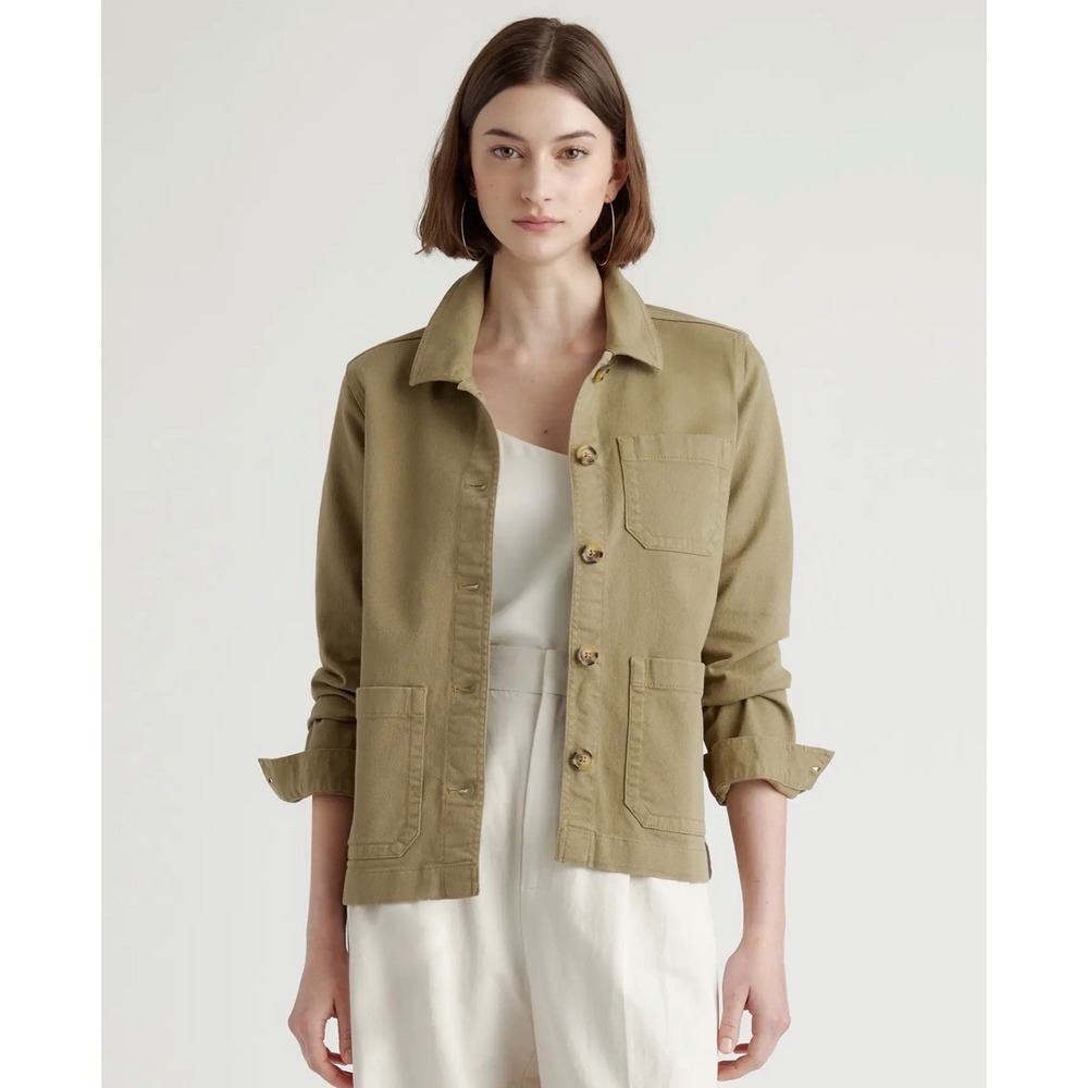 Quince Women Olive Green Cotton Twill Chore Coat Jacket XL Utilitarian Workwear